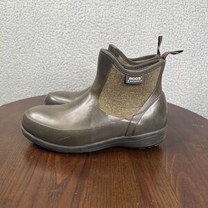 BOGS Shoes Women's Size 6 Green Brown Ankle Rain Boots Rubber Waterproof Chelsea